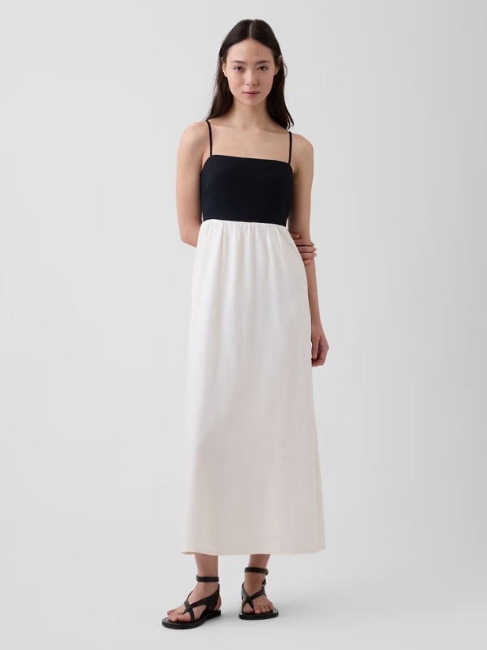 NWT Black Ivory Colorblock Spaghetti Strap Maxi Dress L